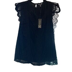 Black Lace Sleeveless Top